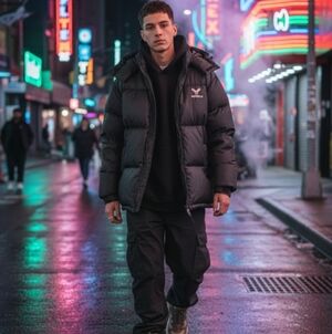 Vintage Avirex Black Puffer Jacket Removable Hood Y2K Black Size Large